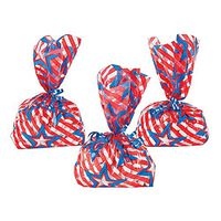 Fun Express - Patriotic Cello Bags (12pc) for Fourth of July - Party Supplies - Bags - Cellophane Bags - Fourth of July - 12 Pieces