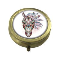 Guojew Head of the horse Custom Fashion Round Pill Box Tablet Holder Pocket Purse Organizer Case Decoration Box