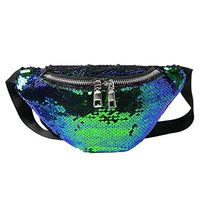 Fashionhe Waist Pack Women Wild Messenger Bag Sequin Multifunction Shoulder Bag Small Square Bag(Green)