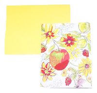 April Comell Accented Blank Cards ~ Floral Frenzy (Fruits and Flowers; 6 Cards with Yellow Envelopes; 5.5" x 4.25")