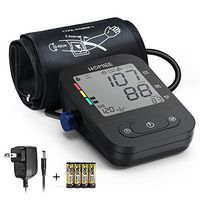 Blood Pressure Machine with AC Adapter, HOMIEE Automatic Blood Pressure Monitor in Home, 2 Users with 240 Memories, 4" Large LCD Display & 22-42CM Large Arm Cuff, 4 AA Batteries Included, Black
