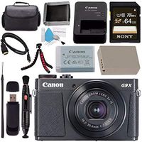 Canon PowerShot G9 X Mark II Digital Camera (Black) 1717C001 + NB-13L Lithium Ion Battery + Sony 64GB SDXC Card + Carrying Case + Memory Card Wallet + Card Reader + Micro HDMI Cable + Tripod Bundle