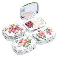 LOOGOOL Vintage Flowers Rectangular Pill Box Tablet Medicine Pocket Purse Travel Pill Decorative Box Case Holder,Random Pattern