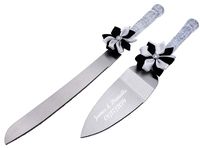 Gifts Infinity Personalized Wedding Cake Knife and Server Set Free Engraving (Black & White)
