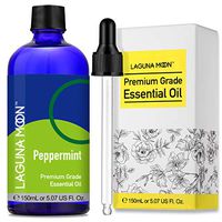 Lagunamoon Peppermint Essential Oil, Organic Essential Oil for Air Diffuser in Large Room with Glass Dropper - 5 oz