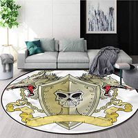 Dragon Round Rug,Shield Dragon Medieval Lifts Basket Swivel Chair Pad Coffee Table Rug Round-59
