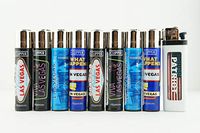 Bundle 9 Items - 8 Refillable Clipper Las Vegas And 1 Disposable Patriot Lighters