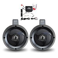 Waterproof Dual Wakeboard Tower Speakers - 100W RMS/200W Peak Power Output, 4" UTV/ATV/Hi-Qlty. Poly Injection Cones, 2 Ch. Marine Grade Weatherproof w/ Volume Gain Remote Control- Pyle PLUTVA102