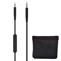 New Version Original OEM Replacement Stereo Audio Aux Cable with Inline Mic/Remote Control Cord for Bose QC25/QC35 Bose QuietComfort 25/35 Headphones (Black) + Replacement Leather Pouch Storage Bag