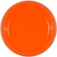 JAM PAPER Round Plastic Party Plates - Small - 7 inch - Orange - 20/Pack