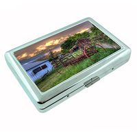 Perfection In Style Metal Silver Cigarette Case Vintage Farm Design 009