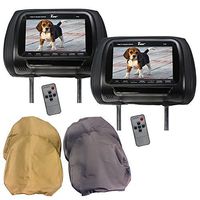 Tview 7" TFT LCD Headrest Monitor 3 interchangeable headrest covers IR Transmitter
