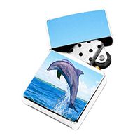 Dolphin Blue - White Lighter Windproof Flip-Top Refillable with tin Gift Box