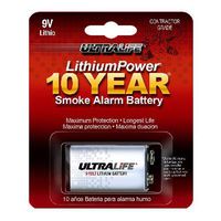 Ultralife U9VLJPXC Lithium Battery, 9V, For Smoke/CO Detector - 1 Piece Retail Card