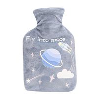 Hot Water Bottle with Cover, Mini Portable Cartoon Planet Winter Hand Warmer Student Hot Water Bottle Bag Grey