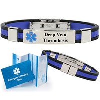 "Deep Vein Thrombosis" Designer Medical Alert ID Bracelet. Choose Color!