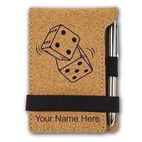 Mini Notepad, Pair of Dice, Personalized Engraving Included (Cork)