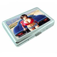 Oklahoma Pin Up Girls OKC USA S12 Silver Cigarette Case Metal Wallet Id Holder 4" X 2.75" RFID Protection