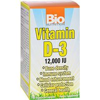 Bio Nutrition Vitamin D-3-12000 IU - Bone Density - Immune System - Gluten Free - 50 Vegetarian Capsules