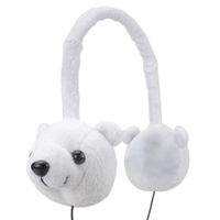 Groove Pal KDZ Kids Headphones Volume Limiting for Toddlers - Wired Headphones for Kids with Comfy Soft Plush Design, 3.5mm AUX Jack, Low Volume Safe - Perfect for Airplane, School, Home (Polar Bear)