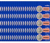 Murata CR2025 Battery 3V Lithium Coin Cell - Replaces Sony CR2025 (100 Batteries)