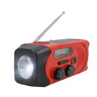 YLOVOW Solar Hand Crank Self Powered Emergency Radio with LED Flashlight AM/FM Radio Smart Phone Charger Power Bank (Black),Red
