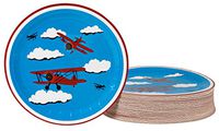 Disposable Plates - 80-Count Paper Plates, Airplane Party Supplies for Appetizer, Lunch, Dinner, and Dessert, Kids Birthday Party Favors, 9 x 9 inches