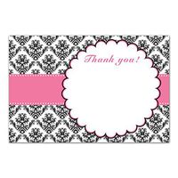 30 Blank Thank You Cards Notes Pink Black Baby Bridal Shower Birthday + 30 White Envelopes