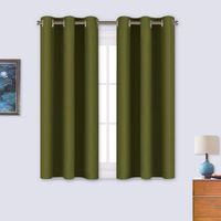 NICETOWN Bedroom Curtain Panels Blackout Draperies, Holiday Decor Thermal Insulated Solid Grommet Blackout Curtains/Drapes (One Pair, 34 by 45-inch, Olive Green)