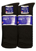 Physicians Approved Diabetic Socks Crew Unisex 3, 6 or 12-Pack (10-13 Men Size, 6 Pairs Black)