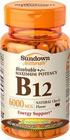 Sundown, Sublingual B-12 6000 Mcg Tablets, 60 ct