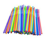 Qingsun Drinking Straws Assorted Colors Extra Long Flexible Bendy Party Disposabl Drinking Straws,Pack of 100