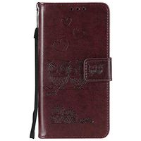 Lomogo Embossed Owl Samsung Galaxy S5 / G900 Case Leather Wallet Case with Kickstand Card Holder Shockproof Flip Case Cover for Samsung Galaxy S5 - LOHHA100110 Brown