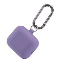 Eve.Ruan Summer Color Simple Soft Silicone Case, Anti-Lost Protective Cover Skin Case for AirPods 1/2, Shock Absorbing Design&Charging Hole Design&Metal Buckle, Suit for Hiking/Running (Purple)