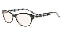 Eyekepper Computer Readers Cat Eye Reading Glasses Blue Light and Glare Blocking, Amber Tinted Lenses (Checkers,+1.25)