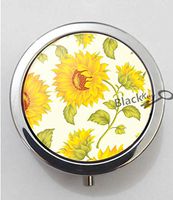 BlackKey Sunflower Pattern 3-Compartment Decorative Pocket Gift Box Case Organizer for Pill, Color 1 -980