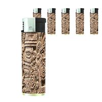 Perfection In Style Olmec D4 Butane Refillable Electronic Lighter Set of 5 Pieces