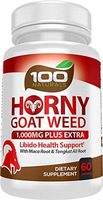 100 Naturals Horny Goat Weed Extract with Maca Root and Tongkat Ali, Natural Libido Boost for Men & Women - 1000mg Epimedium & 10mg Icariin Per Serving - Enhance Performance & Stamina (60 Caps)