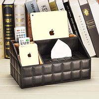T-ZJHC Tissue Box Multi-Function Tissue Box Desktop Living Room Coffee Table, Black Sheepskin Pattern
