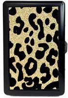 Eclipse Gold Glitter Leopard Metal Crushproof Cigarette Case, Kings, 100s, 3101GL1