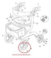 Front Hub Cap with Screw for Drive RTL10266 Nitro Rollator Walker (Fits Serial # 2A1606301542 and After)