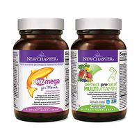 New Chapter Perfect Prenatal Vitamins, Organic Non-GMO Ingredients- for Mom & Baby - 96 ct with New Chapter Prenatal DHA - Wholemega for Moms Fish Oil with Vitamin D3 90 ct softgels 500mg