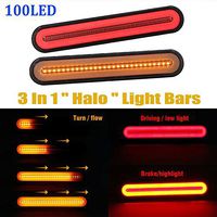 Bohisen 2 Pcs Neon LED RV Trailer Truck Stop Flowing Turn Signal Brake Rear Tail Light Sequential Flow Lights IP67 Waterproof 12-24V