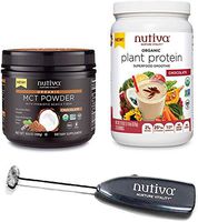 Nutiva Keto Bundle with Organic Plant Protein, MCT Powder, and Blender Wand (Chocolate)