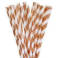 Shinny Foil Paper Straws (rose gold foil stripe, 50)