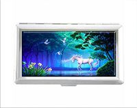Art Birds Fantasy Flower Horse Magic Tree Unicorn Design Unisex Stainless Steel Cigarette Holder Case Protection Credit Business Card Storage Box Pocket/Wallet