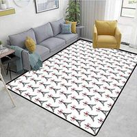 Bigdatastore Eiffel Polka Dot Door Mats Inside, Classical Towers with Bowties Sketch Art Style Tourist Attraction Travel Theme, Easy Maintenance Area Rug Living Room Bedroom Carpet(2'x 3')