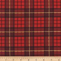 Michael Miller Metallic Nutcracker Plaid, Cranberry