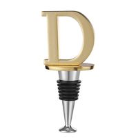 Wine and Beverage Bottle Stopper With Gold Finish (Letter D)
