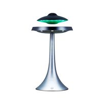Izzya Anti-Gravity Flying Saucer Magnetic Floating HQ Bluetooth Speaker Wireless Charging Seven Color Changeable Modern Night Light, Silver